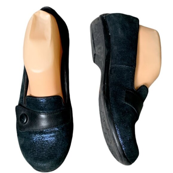 Dansko Olena Metallic Midnight Blue Leather Slip On Loafers Sz 38 or 7.5-8 #46E - Picture 3 of 10